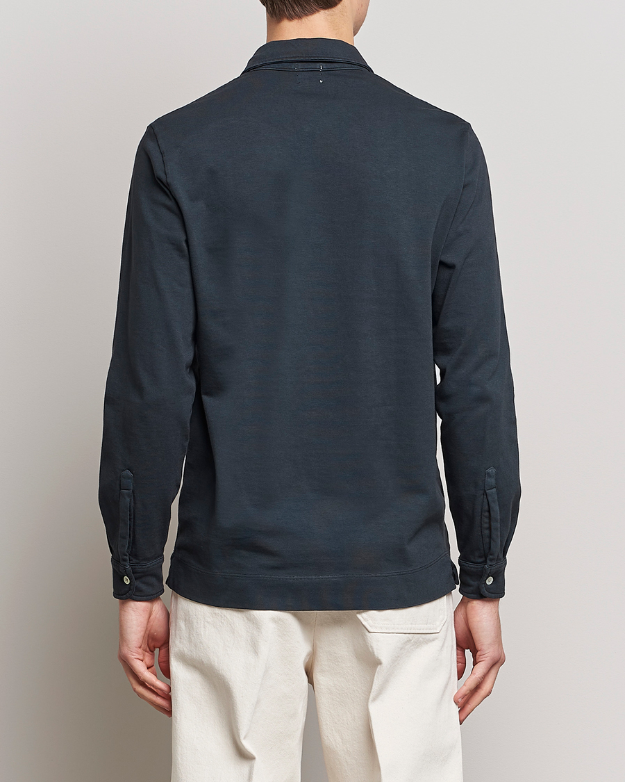 Hombres | Jerséis y prendas de punto | Massimo Alba | Ischia Long Sleeve Cotton Polo Washed Black