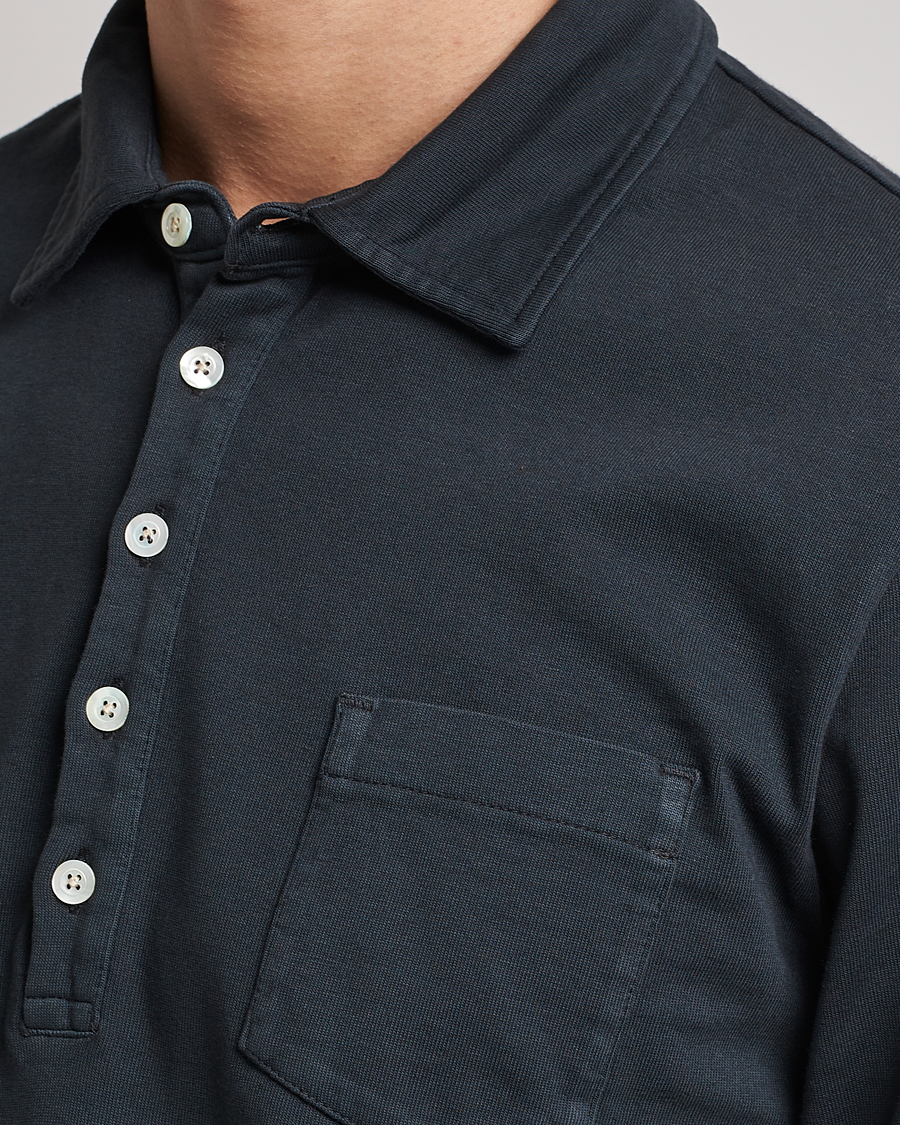 Hombres | Jerséis y prendas de punto | Massimo Alba | Ischia Long Sleeve Cotton Polo Washed Black