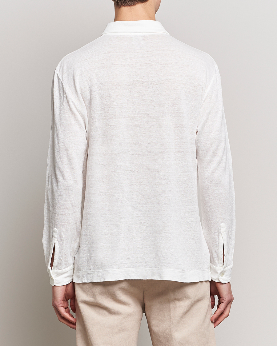 Hombres | Jerséis y prendas de punto | Massimo Alba | Raya Long Sleeve Linen Polo White