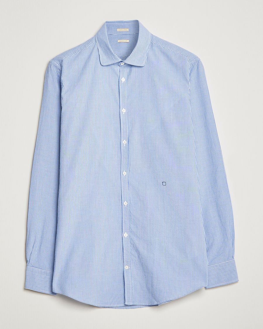 Hombres | Camisas | Massimo Alba | Canary Striped Seersucker Shirt Blue