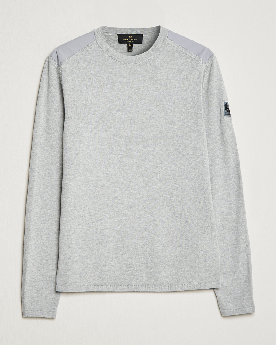 Hombres | Jerséis y prendas de punto | Belstaff | Curve Cotton Crew Neck Old Silver Heather