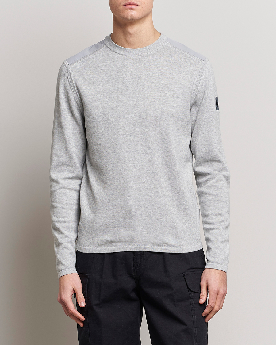 Hombres | Jerséis y prendas de punto | Belstaff | Curve Cotton Crew Neck Old Silver Heather