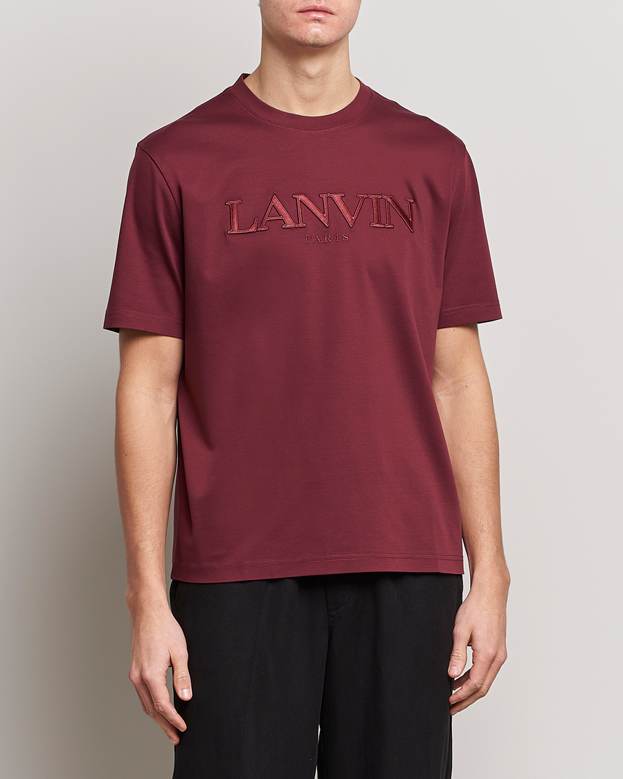 Hombres | Camisetas | Lanvin | Embroidered Tonal Logo T-Shirt Burgundy