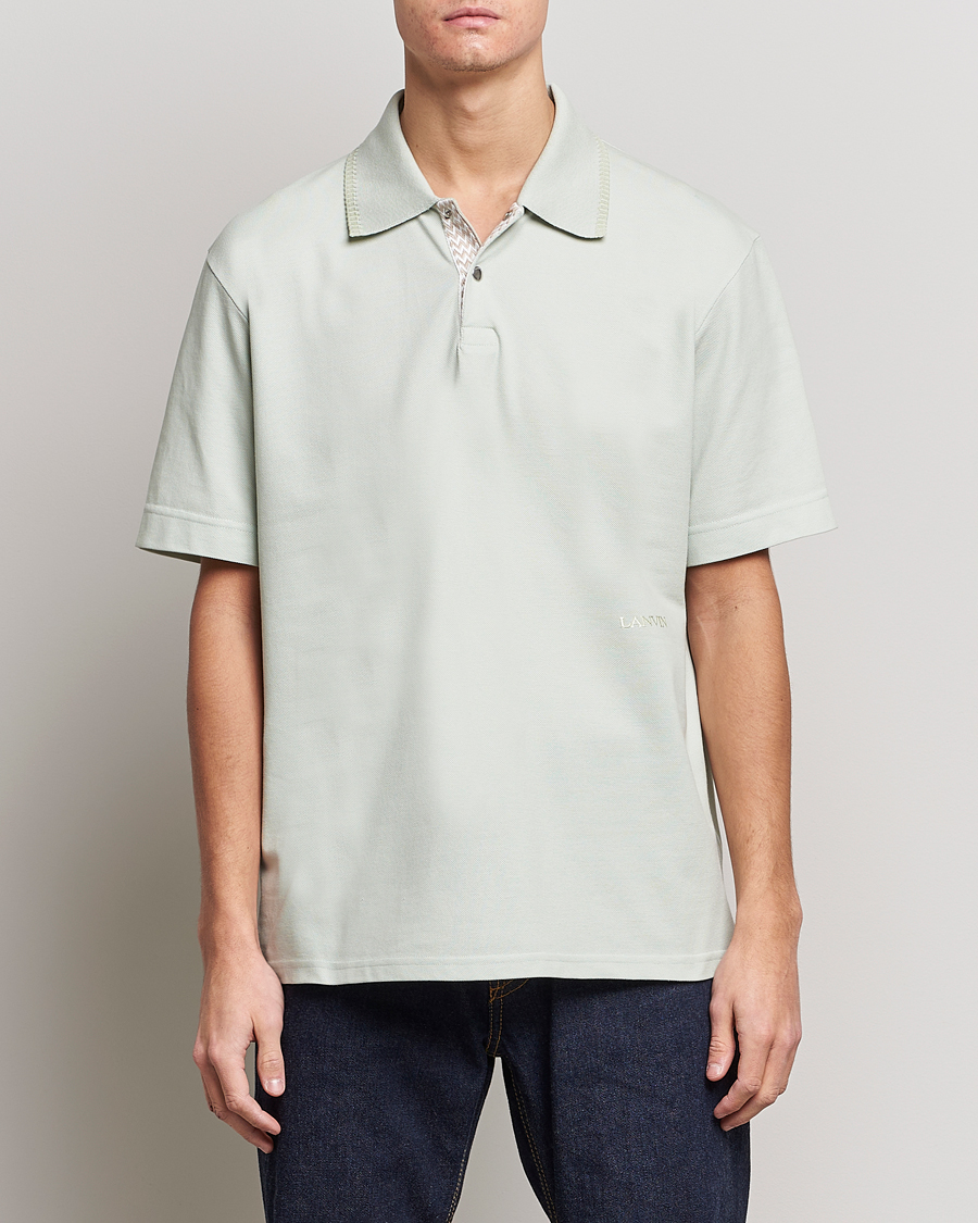 Hombres | Polos | Lanvin | Embroidered Logo Polo Shirt Sage