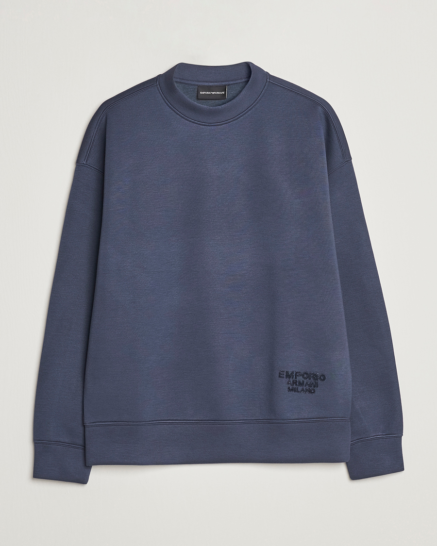 Hombres | Jerséis y prendas de punto | Emporio Armani | Modal Sweat Crew Neck Blue Grey