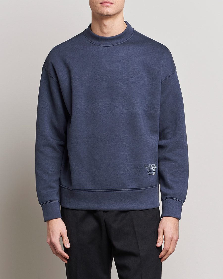 Hombres | Jerséis y prendas de punto | Emporio Armani | Modal Sweat Crew Neck Blue Grey