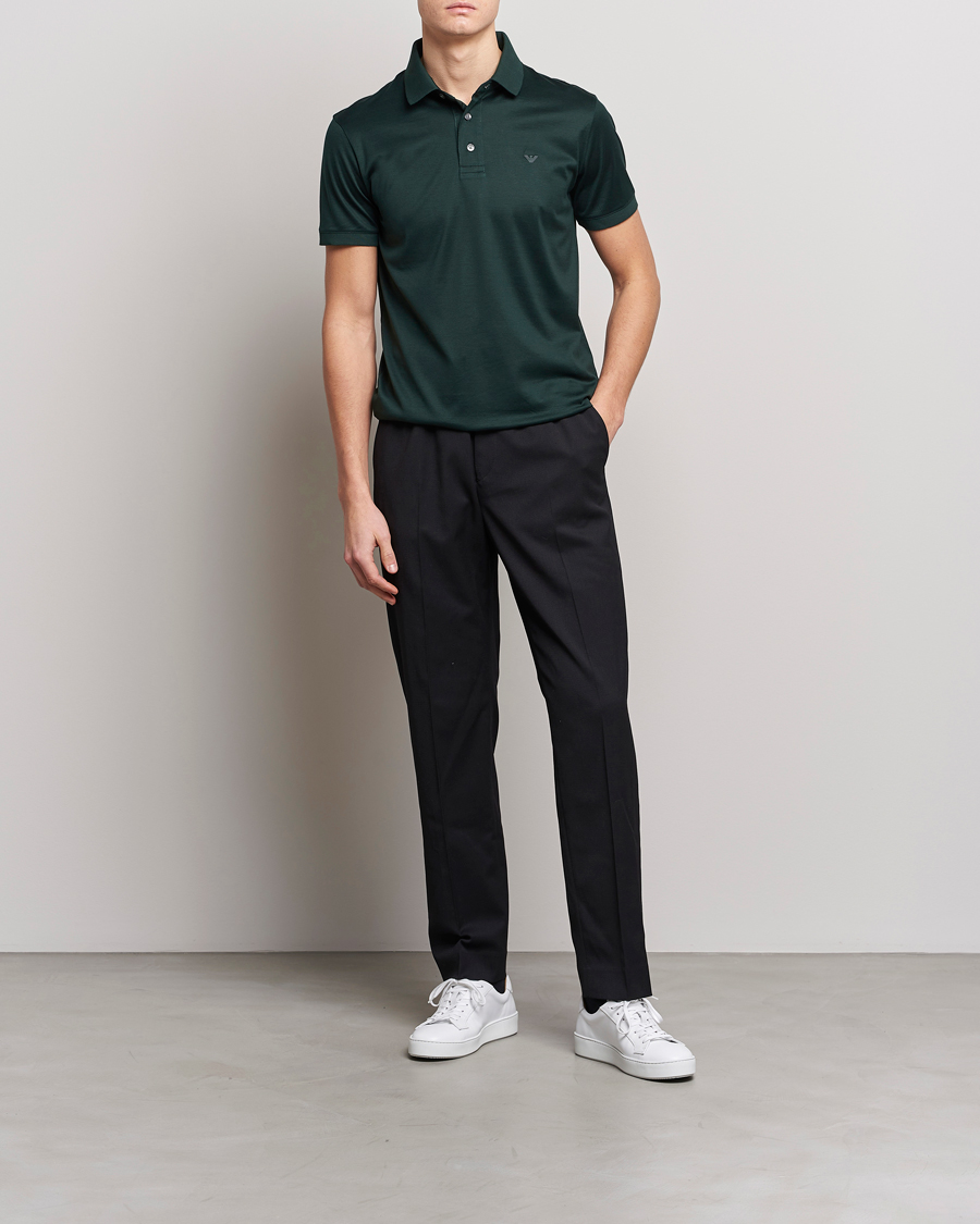 Hombres | Polos | Emporio Armani | Cotton Tencel Polo Green