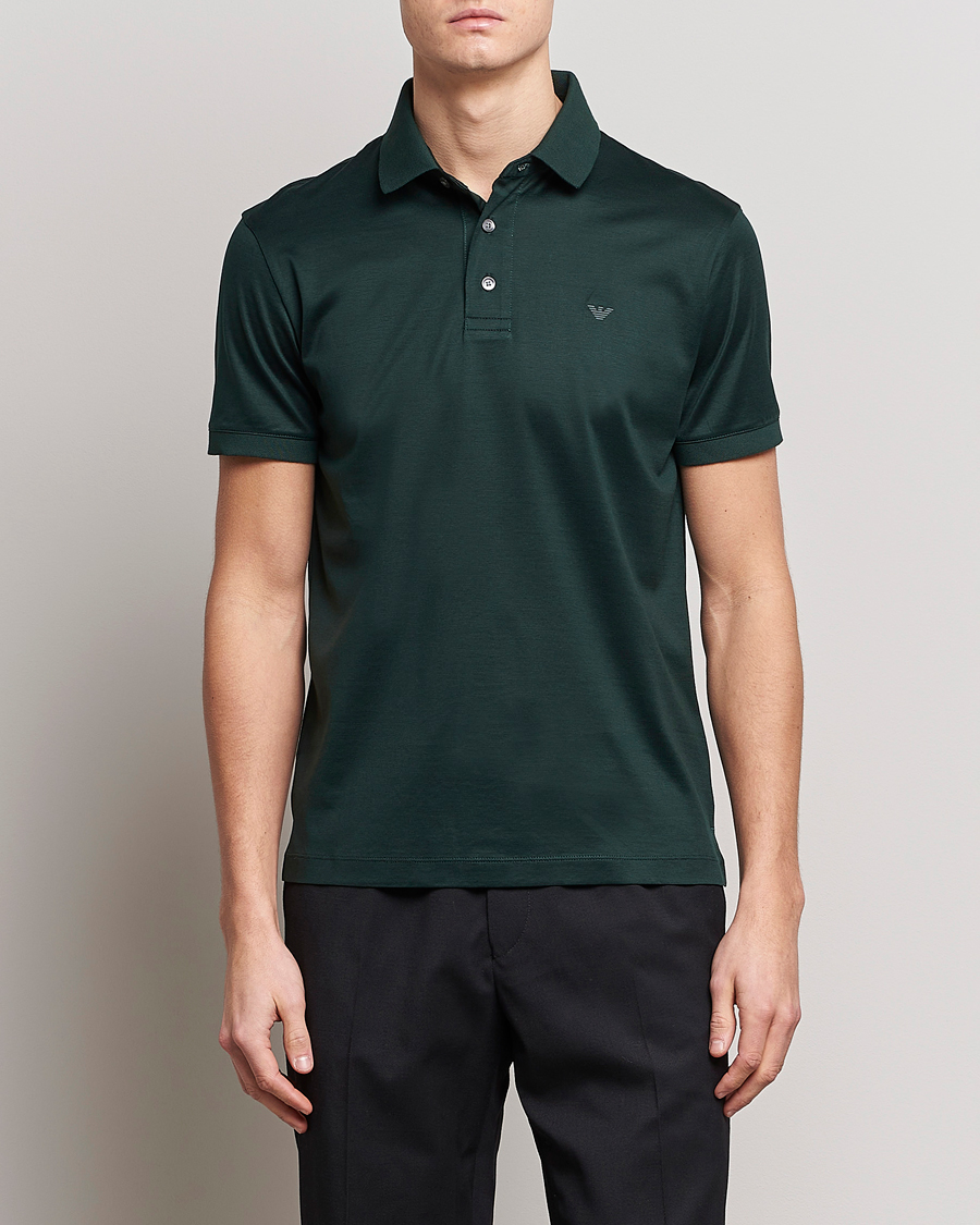 Hombres | Polos | Emporio Armani | Cotton Tencel Polo Green
