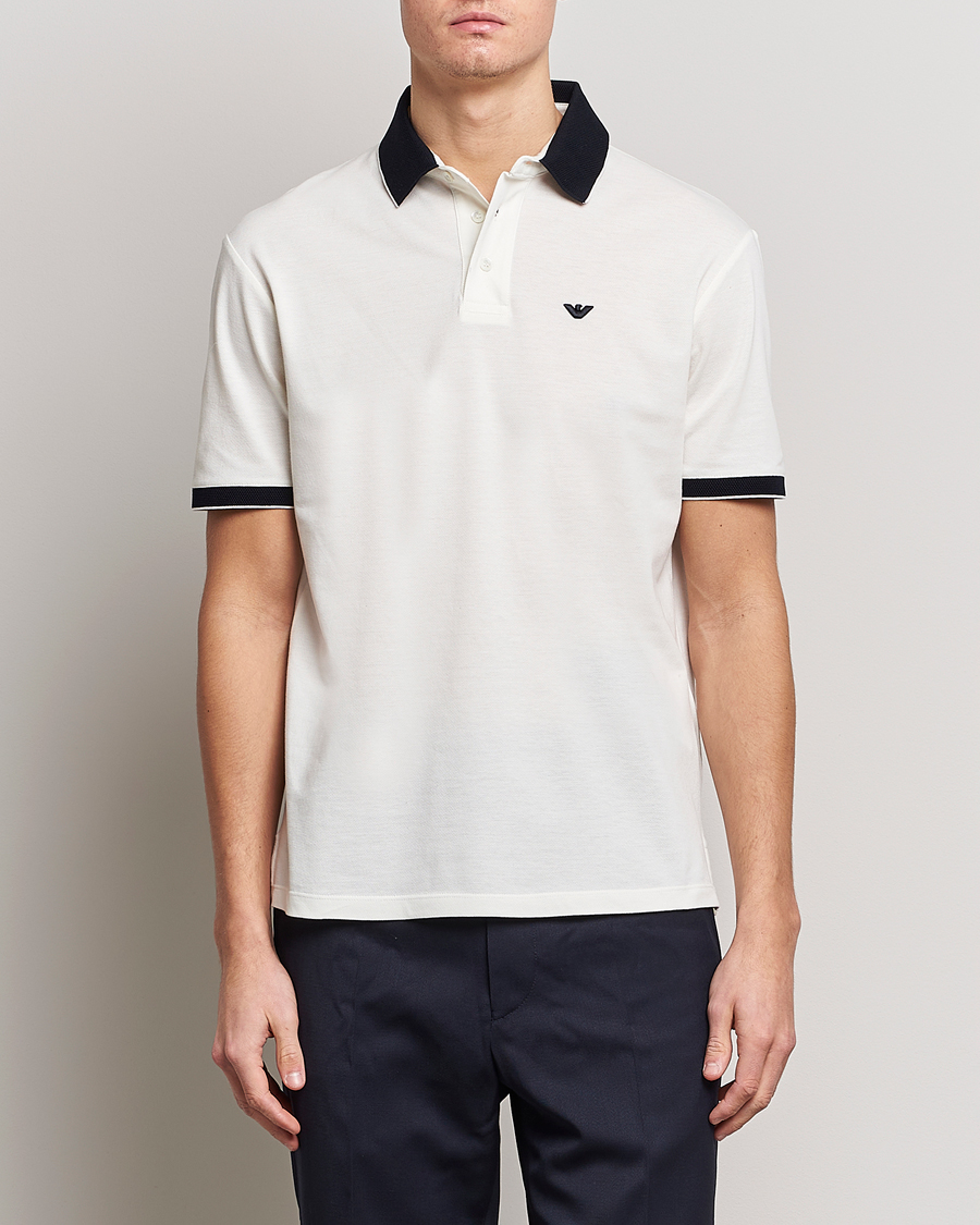 Hombres | Polos | Emporio Armani | Contrast Polo White