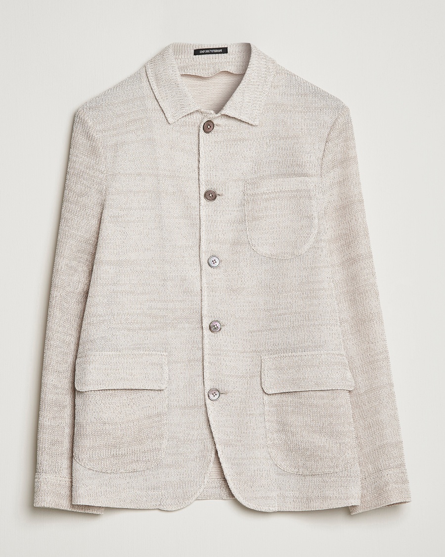 Hombres | Blazers | Emporio Armani | Cotton Knitted Jacket Sand