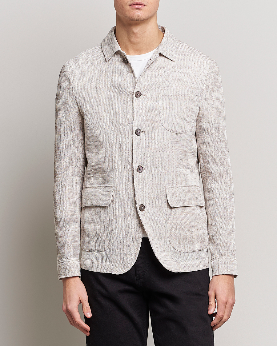 Hombres | Blazers | Emporio Armani | Cotton Knitted Jacket Sand