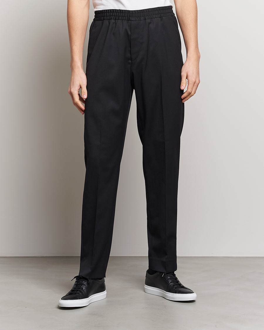 Hombres | Pantalones | Filippa K | Relaxed Terry Wool Trousers Black
