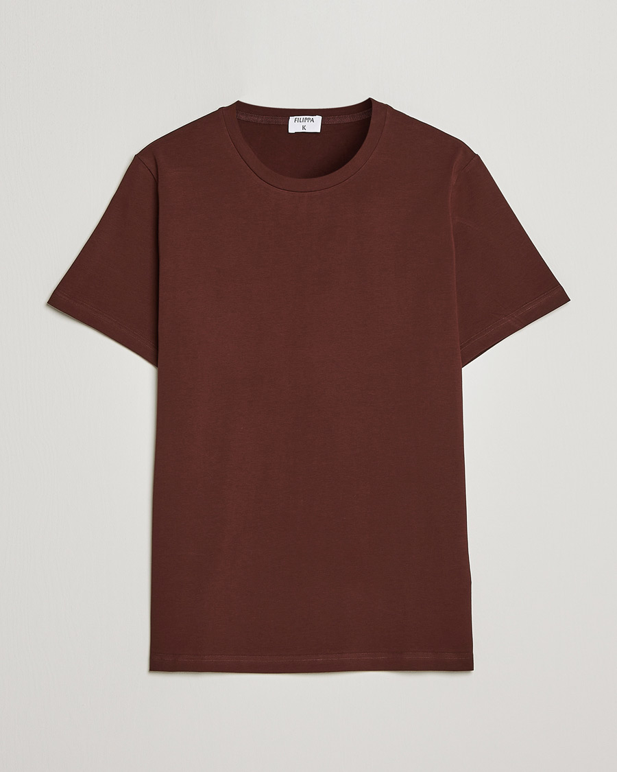 Hombres | Camisetas | Filippa K | Stretch Cotton Tee Brown