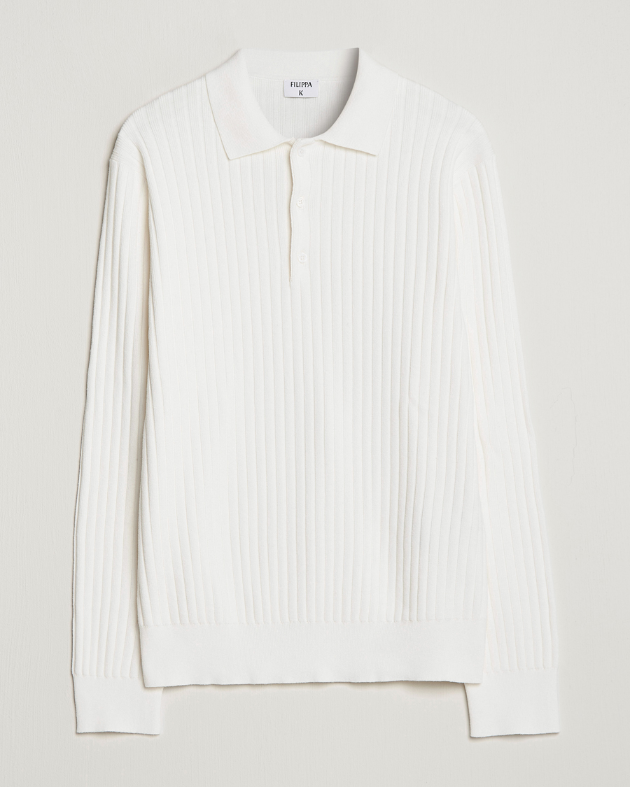 Hombres | Jerséis y prendas de punto | Filippa K | Knitted Polo Shirt White