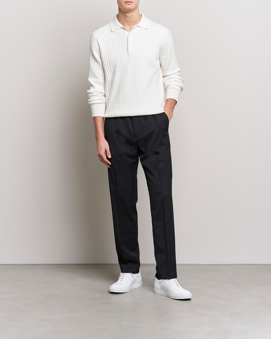 Hombres | Jerséis y prendas de punto | Filippa K | Knitted Polo Shirt White