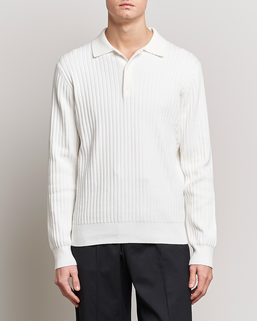 Hombres | Jerséis y prendas de punto | Filippa K | Knitted Polo Shirt White