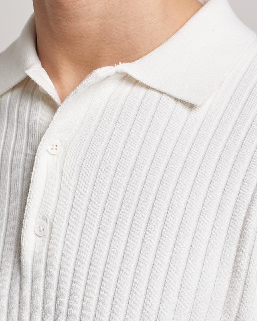 Hombres | Jerséis y prendas de punto | Filippa K | Knitted Polo Shirt White