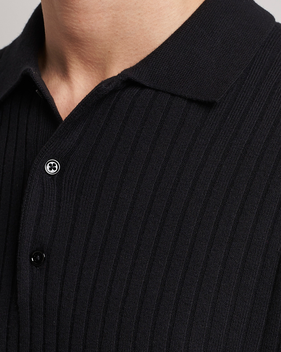 Hombres | Jerséis y prendas de punto | Filippa K | Knitted Polo Shirt Black