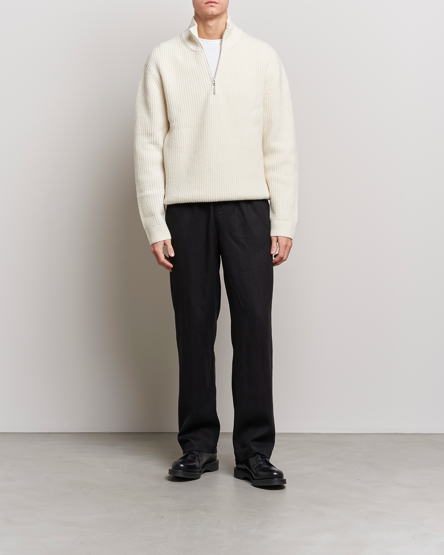 Hombres | Jerséis y prendas de punto | Filippa K | Half Zip Sweater Off White