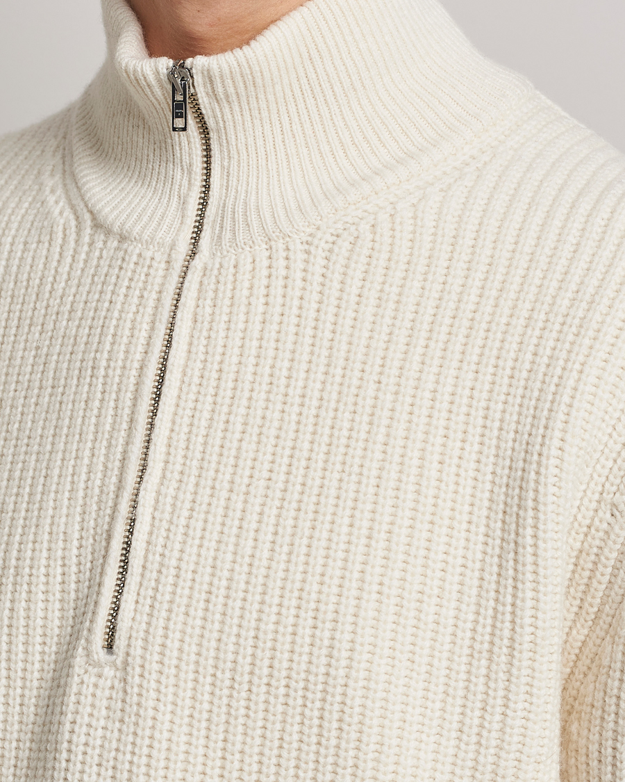Hombres | Jerséis y prendas de punto | Filippa K | Half Zip Sweater Off White