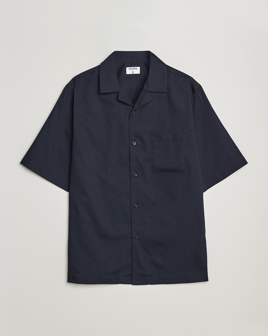 Hombres | Camisas | Filippa K | Lounge Short Sleeve Shirt Night Blue