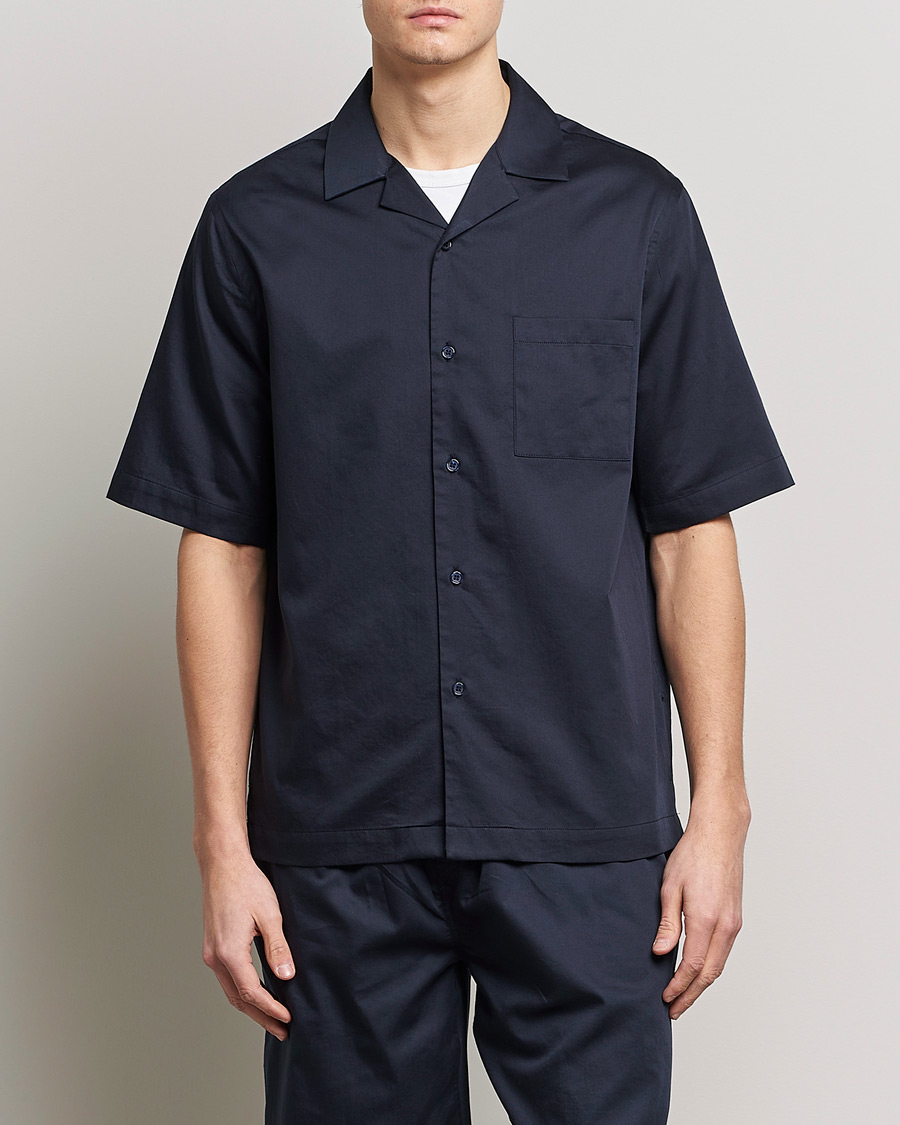 Hombres | Camisas | Filippa K | Lounge Short Sleeve Shirt Night Blue