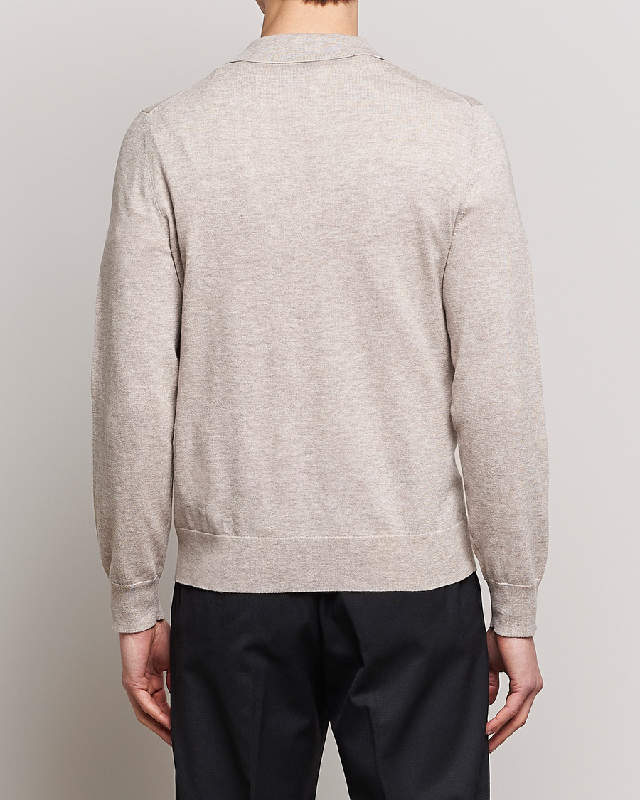 Hombres | Jerséis y prendas de punto | Filippa K | Knitted Polo Shirt Beige Melange