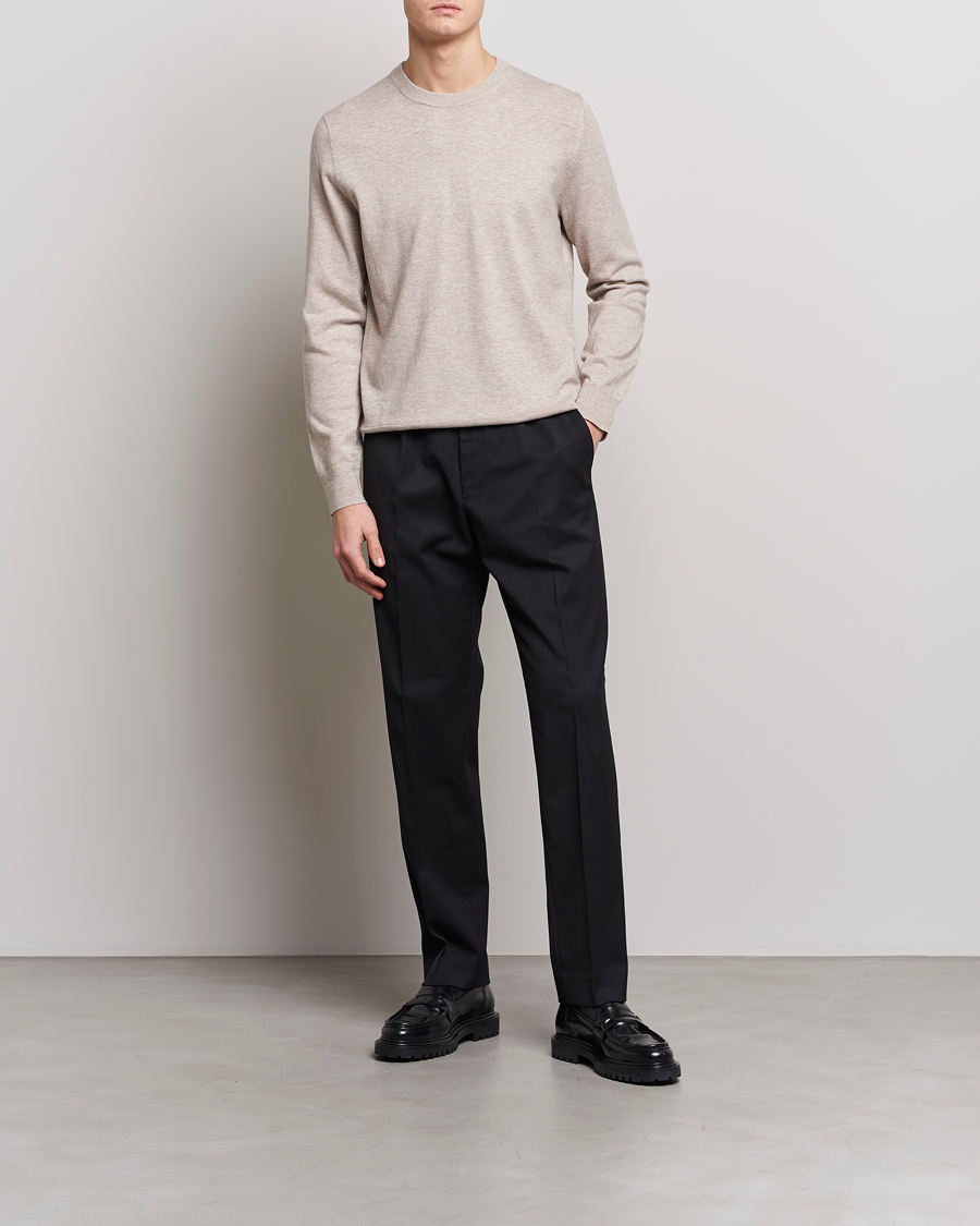Hombres | Jerséis y prendas de punto | Filippa K | Cotton Merino Sweater Beige Melange