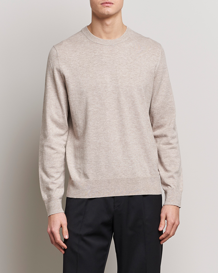 Hombres | Jerséis y prendas de punto | Filippa K | Cotton Merino Sweater Beige Melange