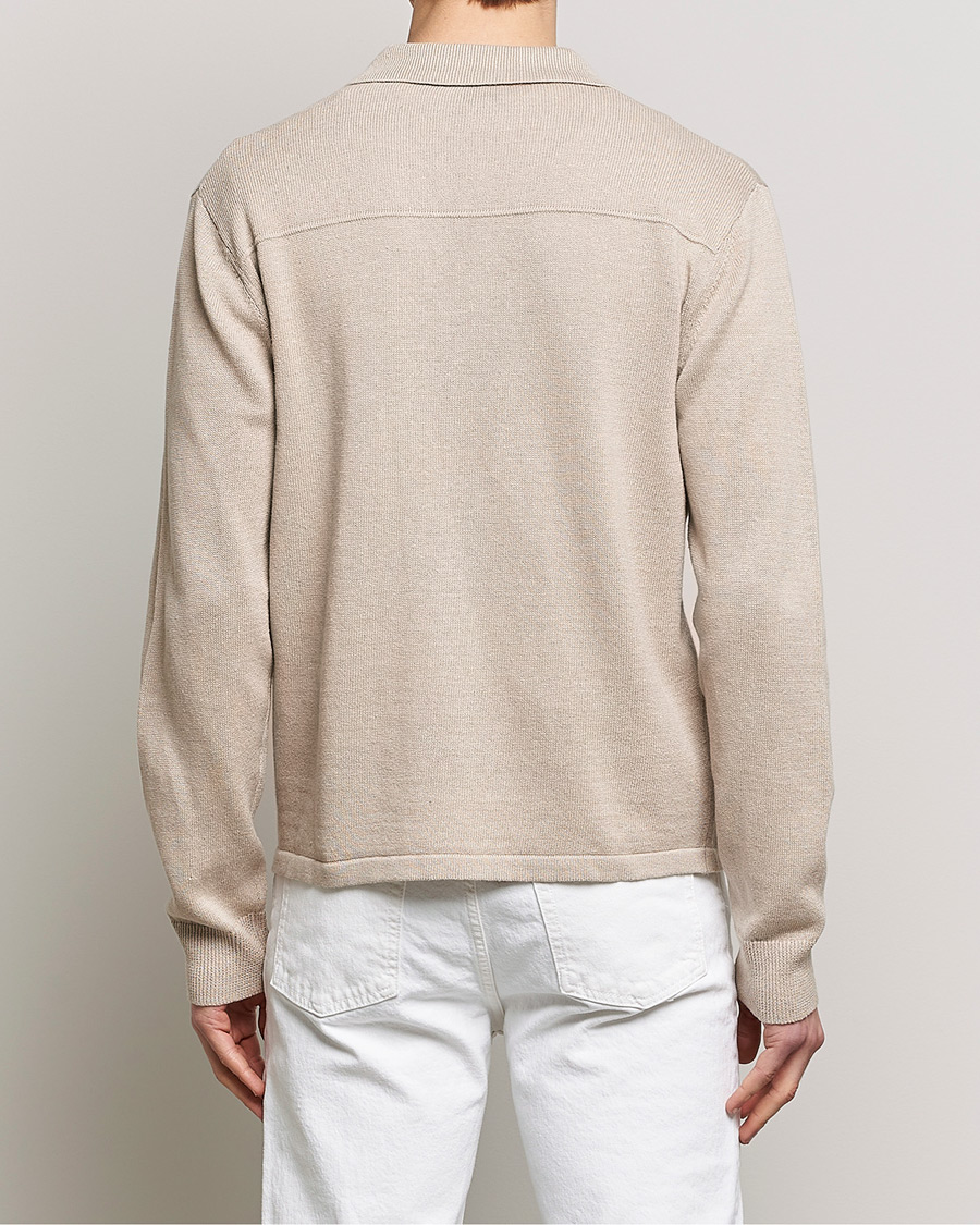 Hombres | Camisas | Filippa K | Cotton Linen Knitted Shirt Dusty Beige
