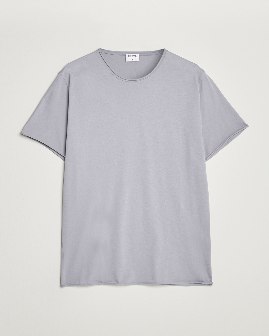Hombres | Camisetas | Filippa K | Roll Neck Crew Neck Tee Fog Blue