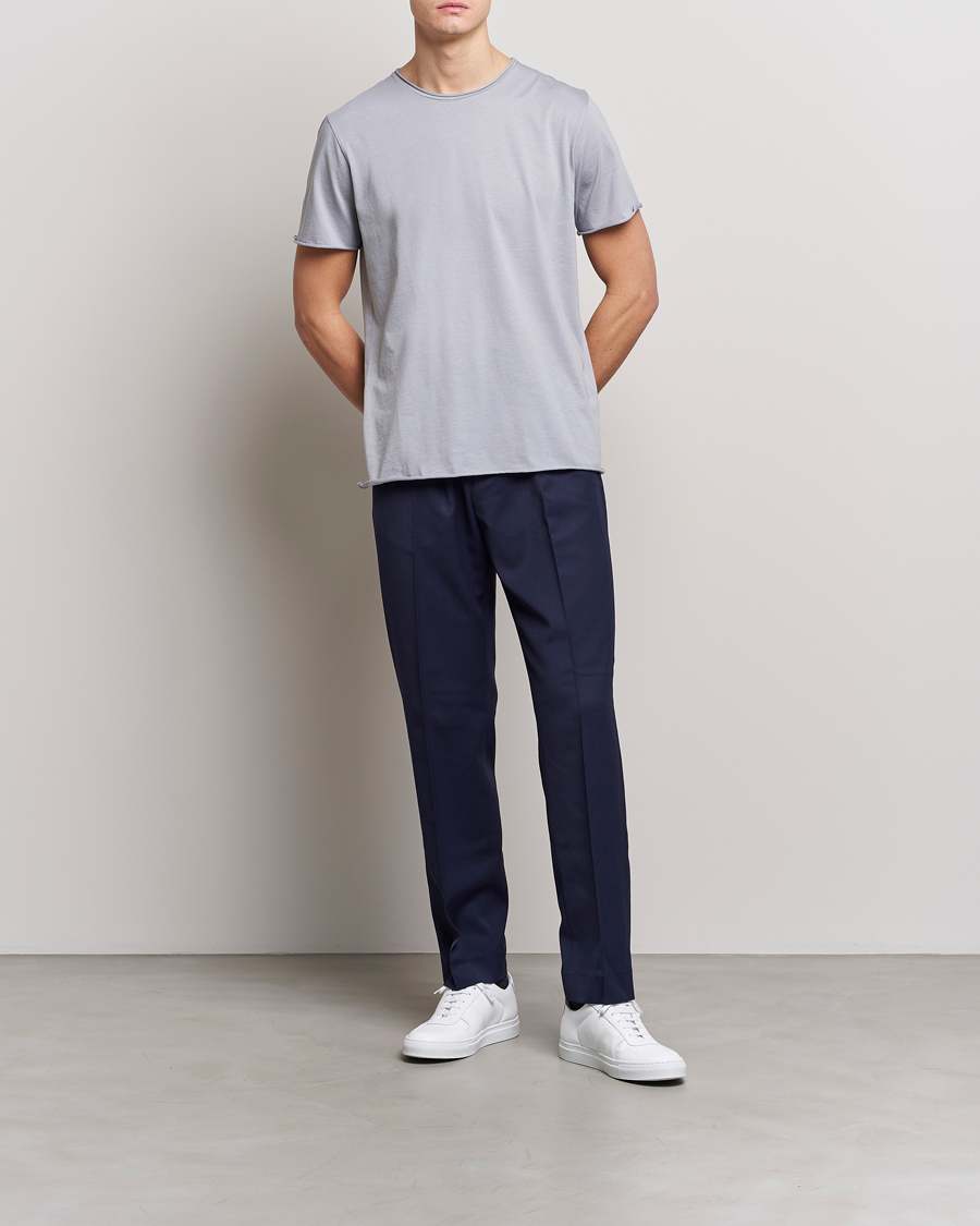 Hombres | Camisetas | Filippa K | Roll Neck Crew Neck Tee Fog Blue