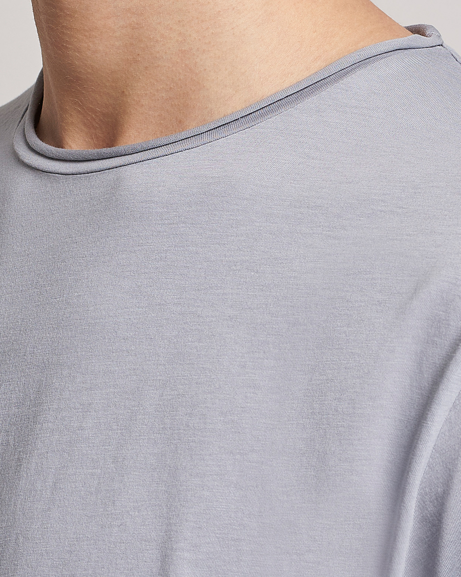 Hombres | Camisetas | Filippa K | Roll Neck Crew Neck Tee Fog Blue