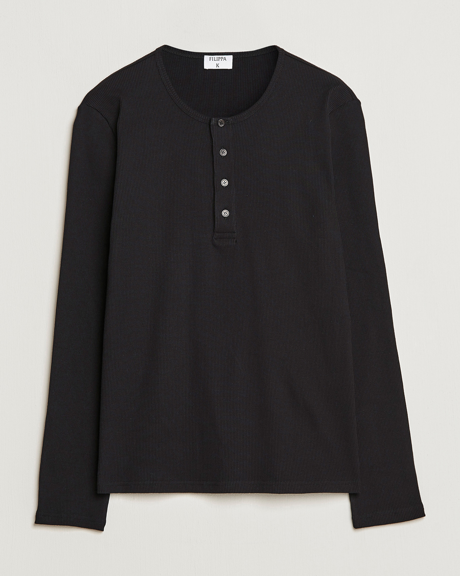 Hombres | Jerséis y prendas de punto | Filippa K | Rib Henley Black