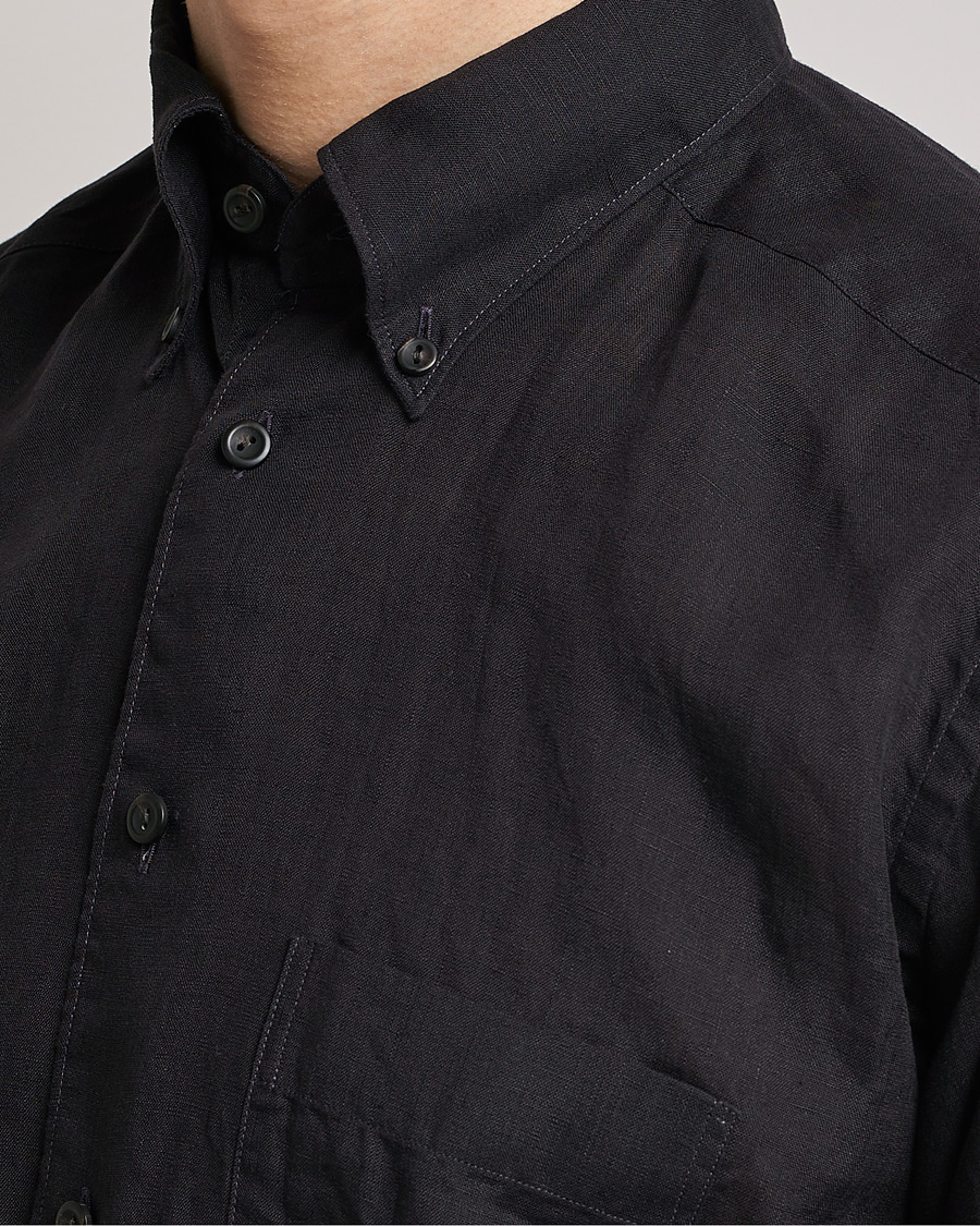 Hombres | Camisas | Eton | Slim Fit Linen Button Down Shirt Black