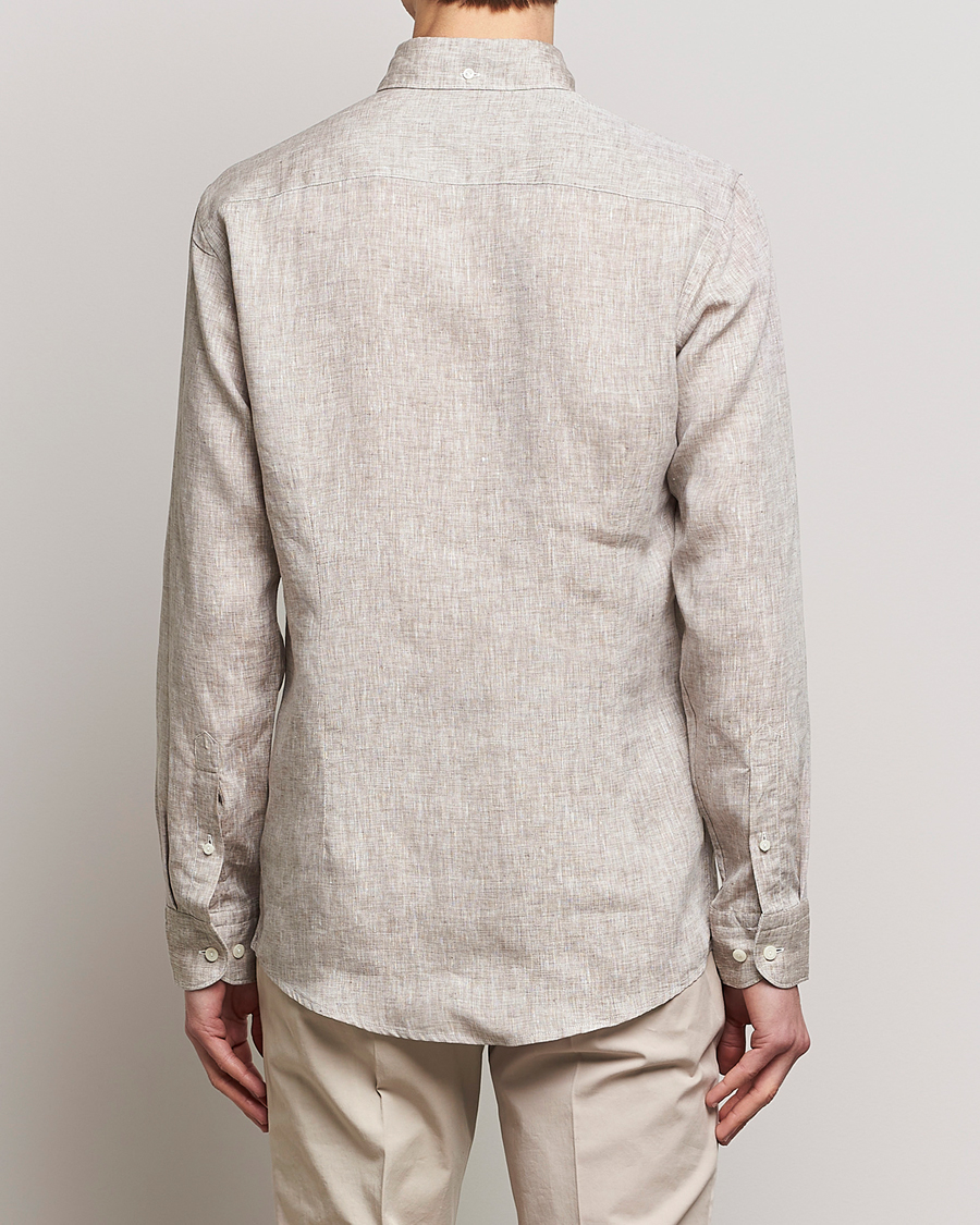 Hombres | Camisas | Eton | Slim Fit Linen Shirt Brown