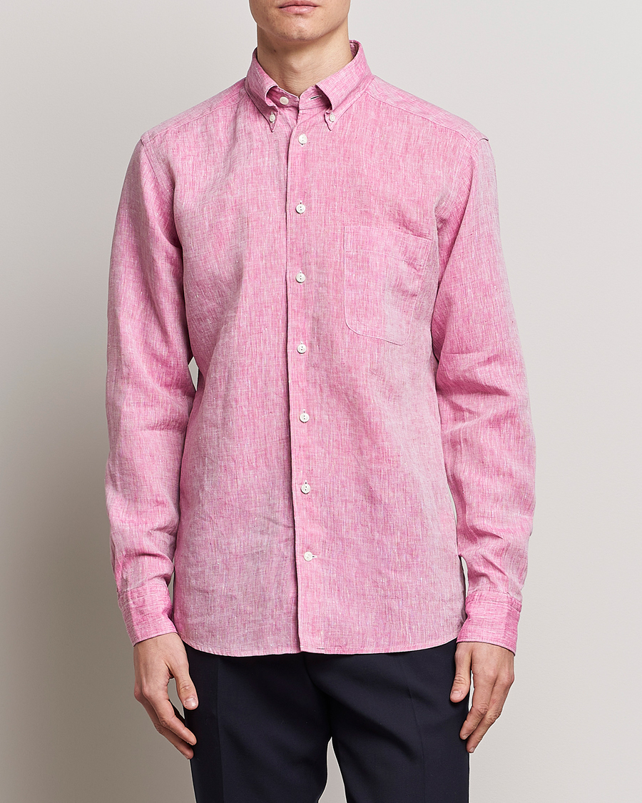Hombres | Camisas | Eton | Slim Fit Linen Shirt Pink