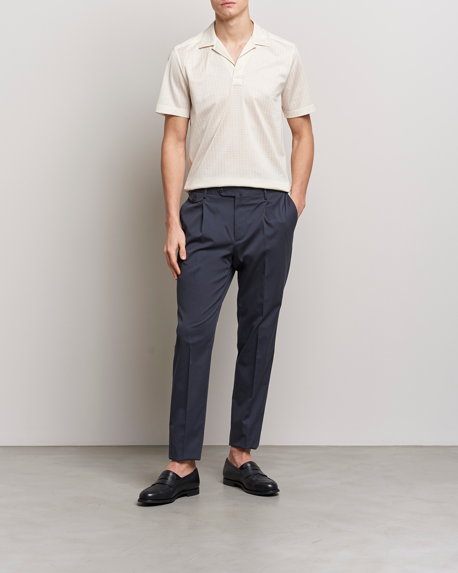 Hombres | Polos | Eton | Filo Di Scozia Open Collor Shirt White