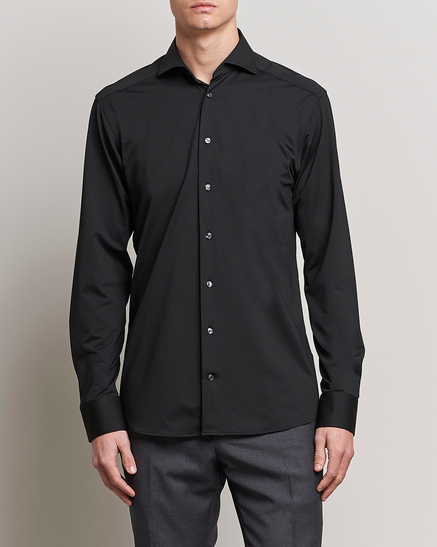 Hombres | Camisas | Eton | Slim Fit Four Way Stretch Shirt Black