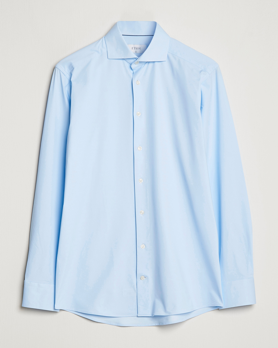 Hombres | Camisas | Eton | Slim Fit Four Way Stretch Shirt Light Blue