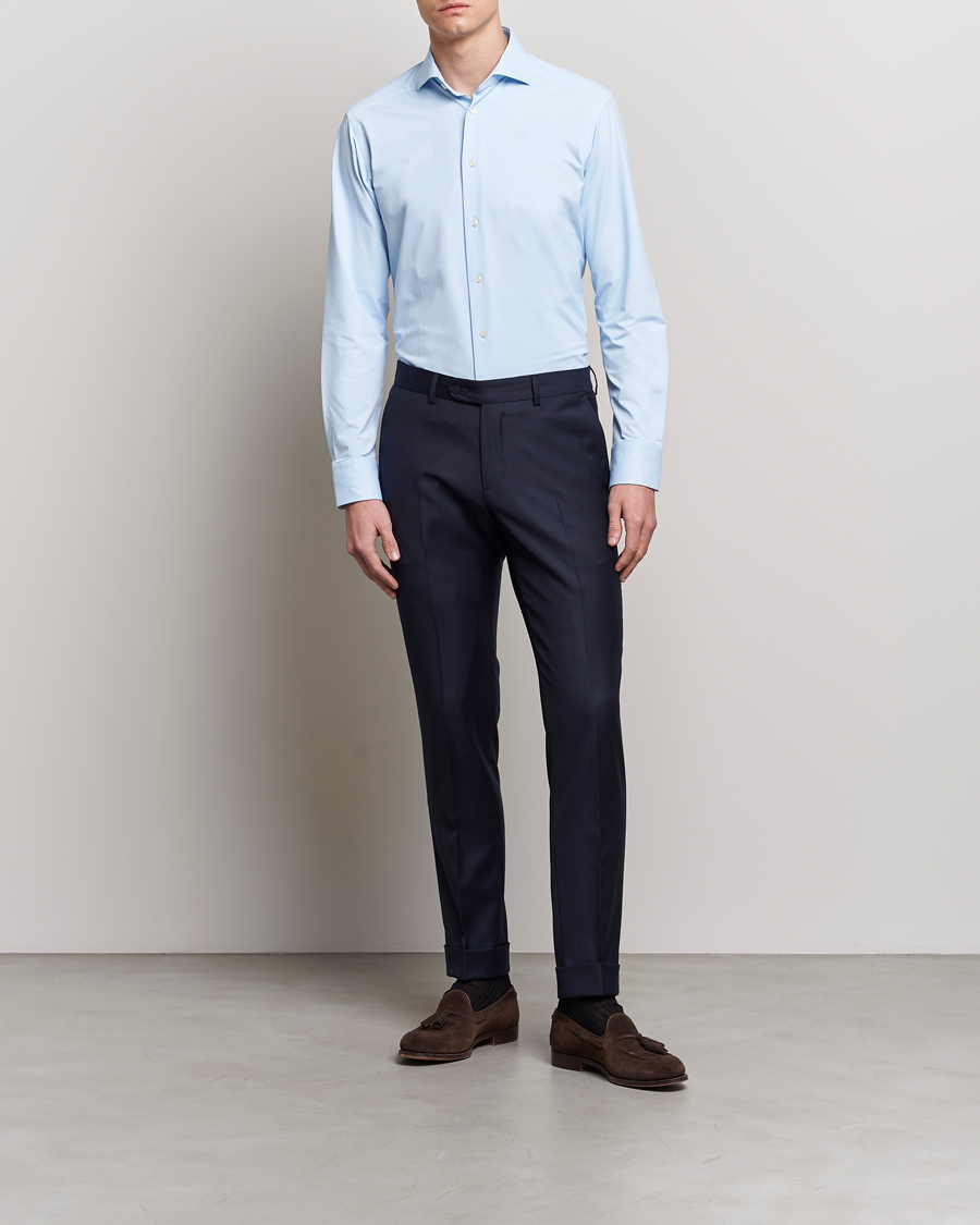 Hombres | Camisas | Eton | Slim Fit Four Way Stretch Shirt Light Blue