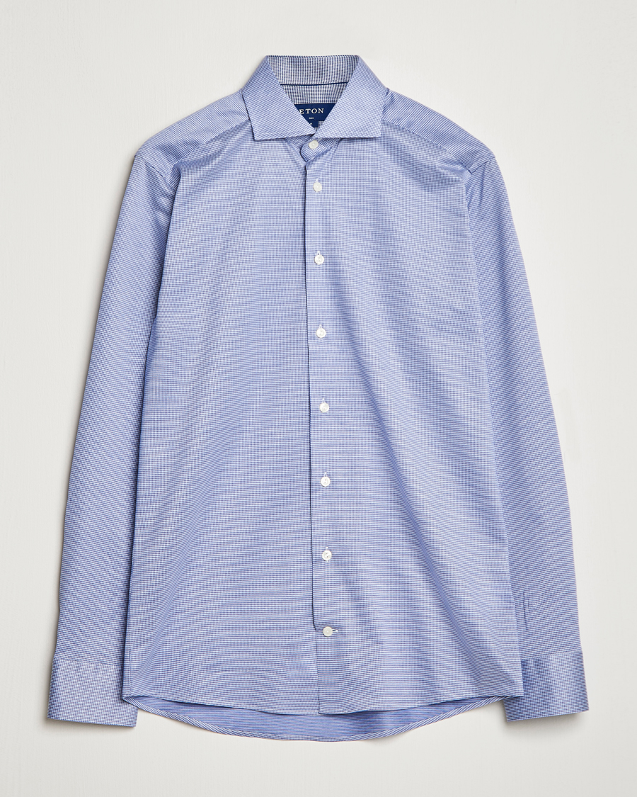 Hombres | Camisas | Eton | Filo Di Scozia King Knit Shirt Mid Blue