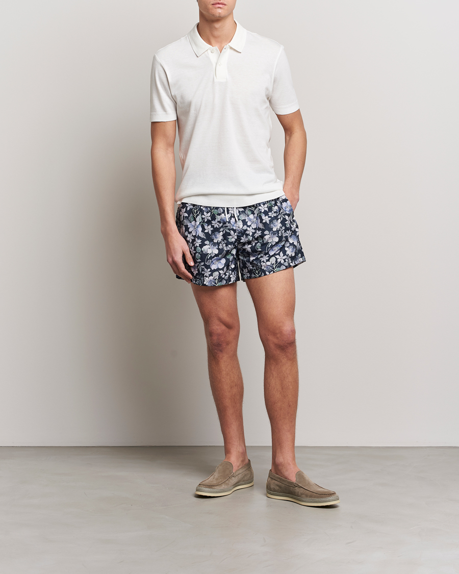 Hombres | Bañadores | Eton | Floral Swim Shorts Navy Blue