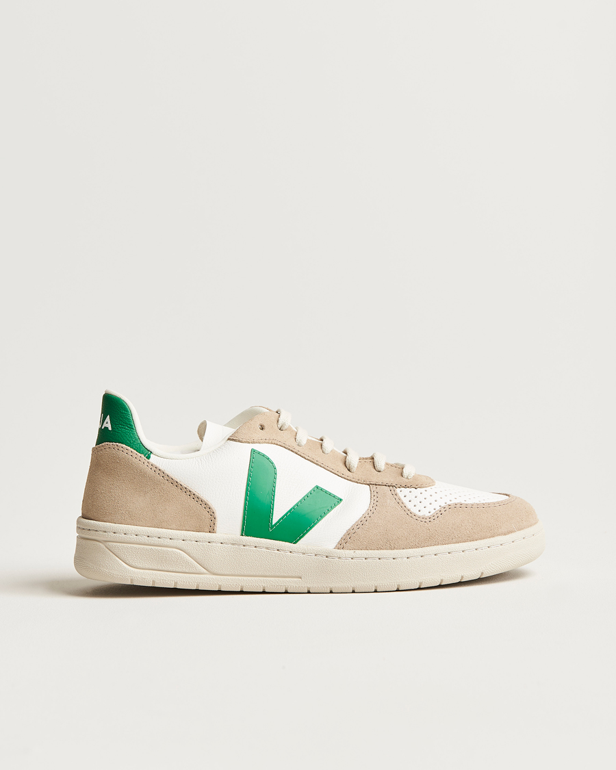 Hombres | Veja V-10 Chromefree Leather Extra White/Emeraude Green | Veja | V-10 Chromefree Leather Extra White/Emeraude Green