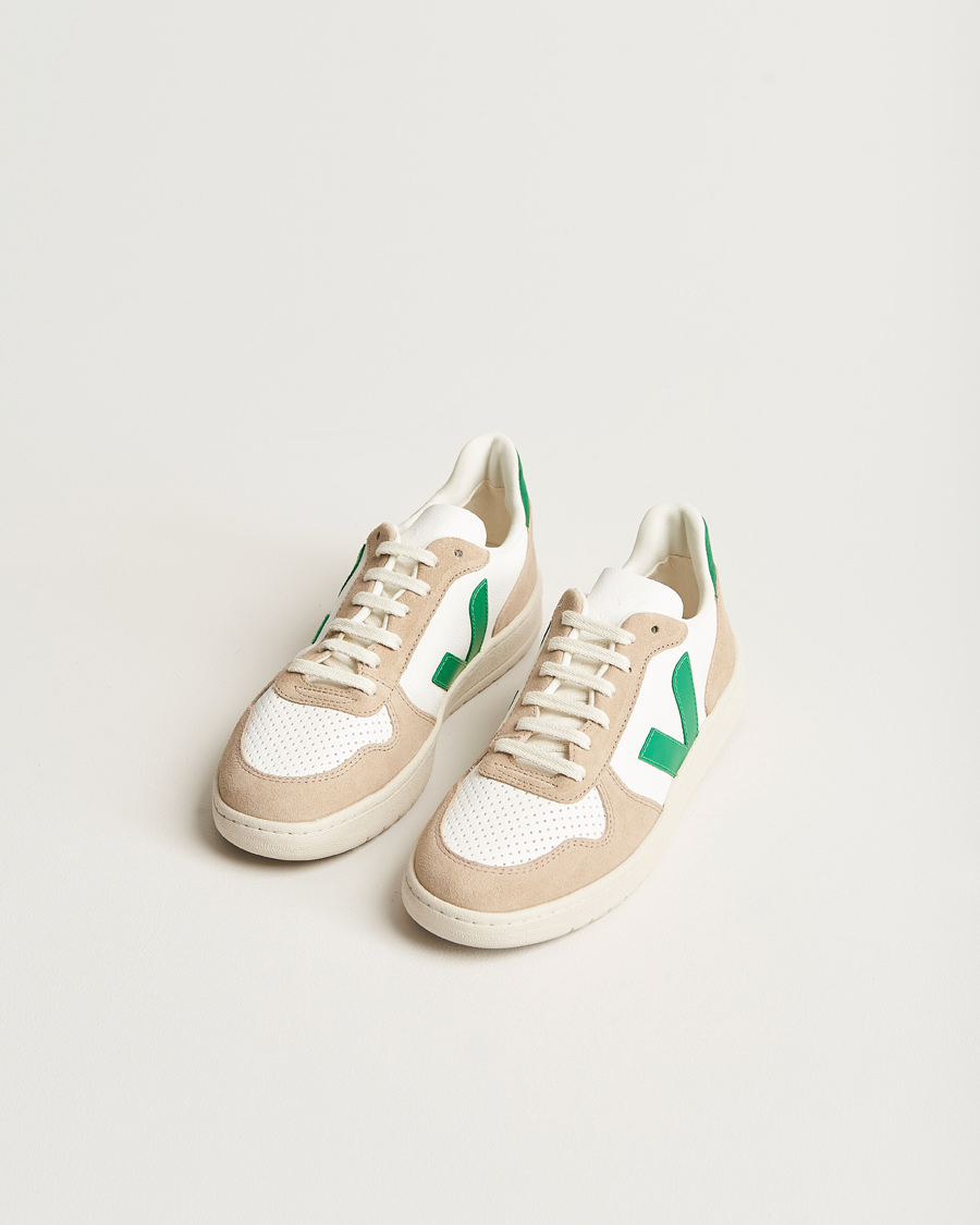 Hombres | Veja V-10 Chromefree Leather Extra White/Emeraude Green | Veja | V-10 Chromefree Leather Extra White/Emeraude Green