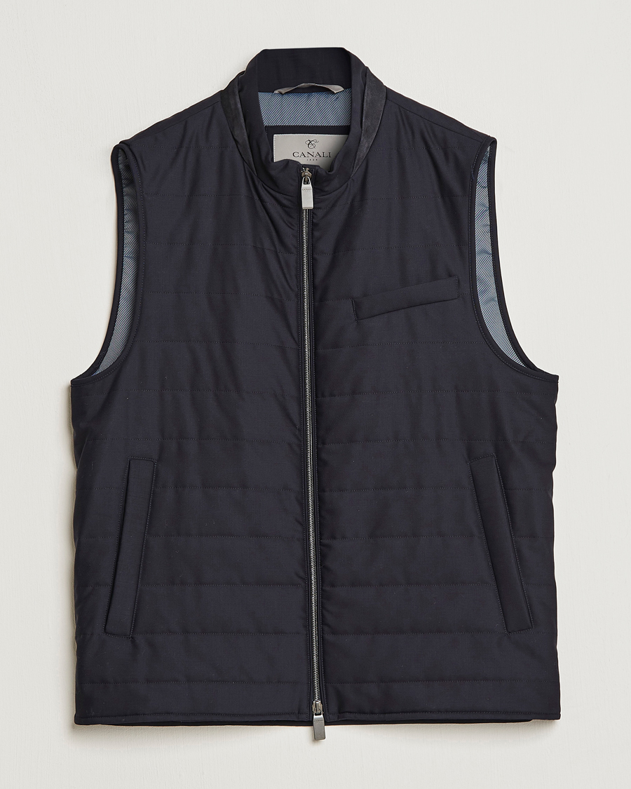 Hombres | Chalecos | Canali | Impeccabile Padded Gilet Navy