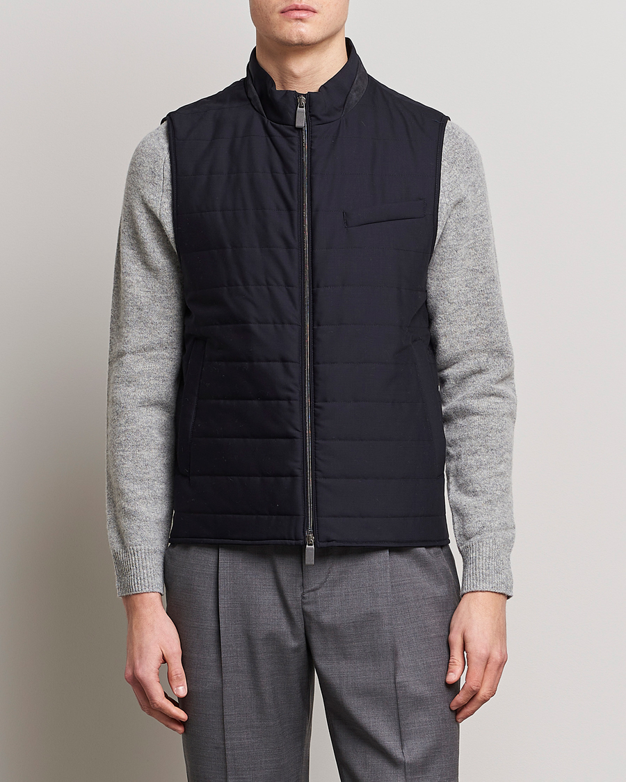 Hombres | Chalecos | Canali | Impeccabile Padded Gilet Navy