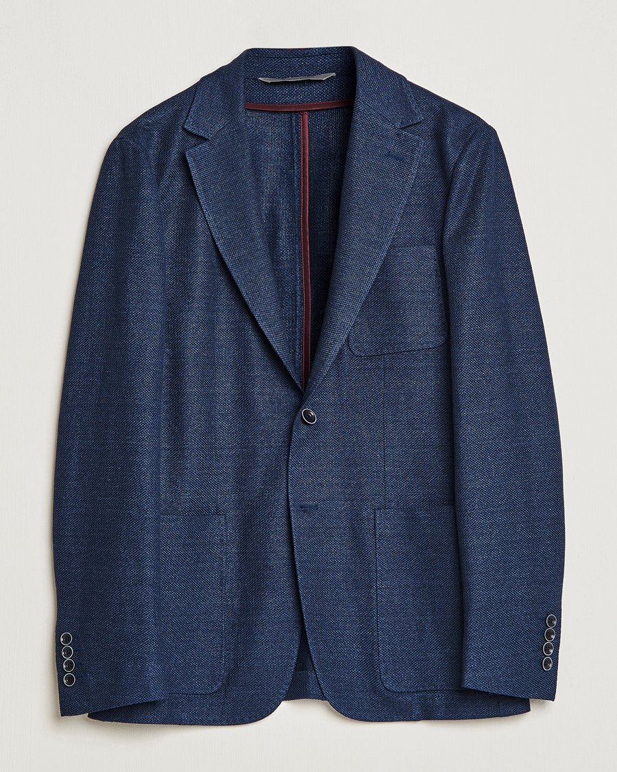 Hombres | Blazers | Canali | Linen/Cotton Jersey Blazer Dark Blue