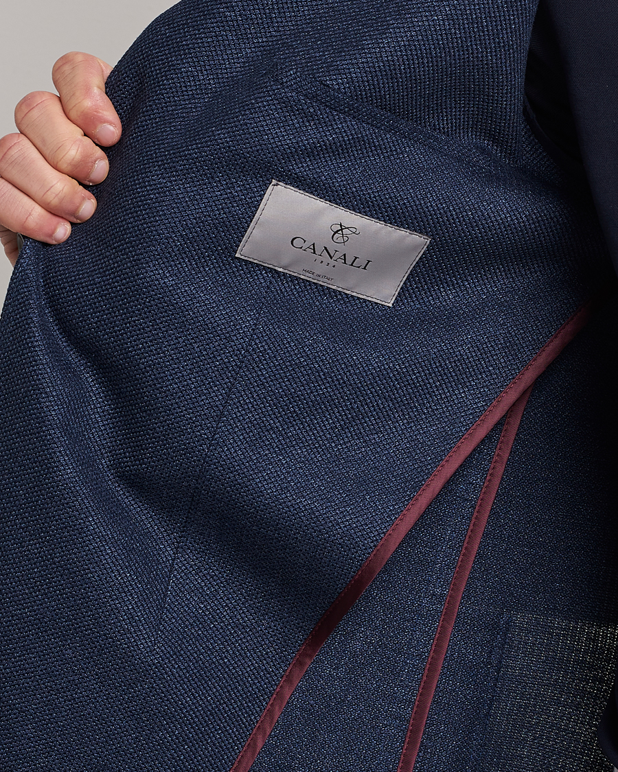 Hombres | Blazers | Canali | Linen/Cotton Jersey Blazer Dark Blue