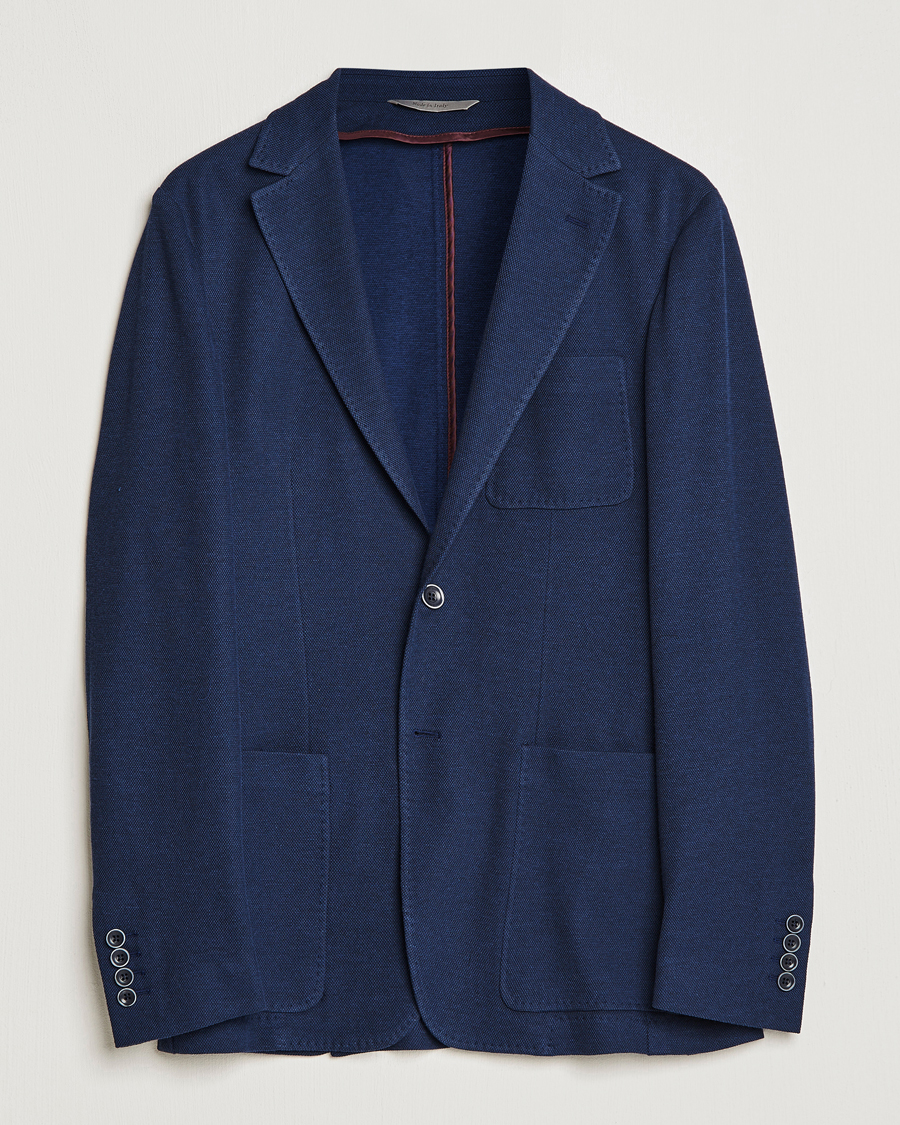 Hombres | Blazers | Canali | Cotton Stretch Jersey Blazer Navy